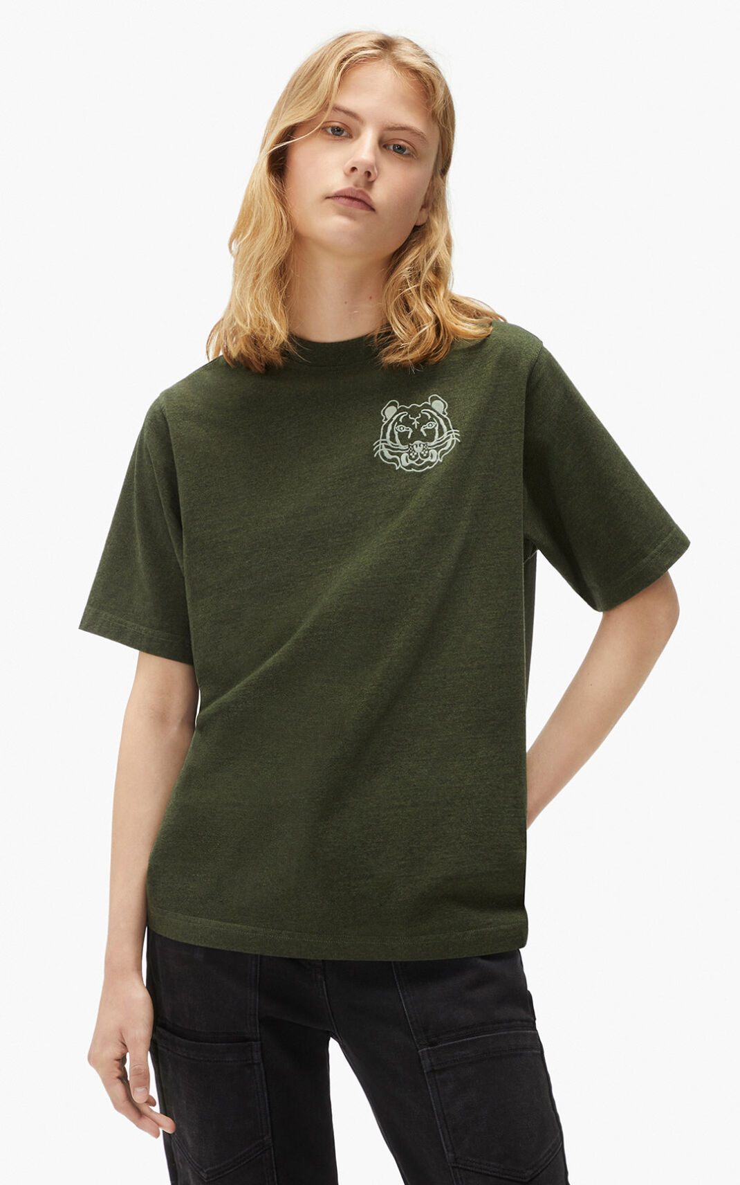 Kenzo RE/relaxed casual Camisetas Mujer Verde Oliva | 6809753-GK